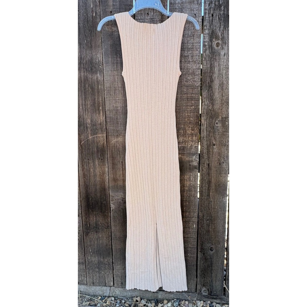 Quince Womens M Cotton Cashmere Ribbed Sleeveless Midi Dress Heather Oatmeal - Picture 3 of 12